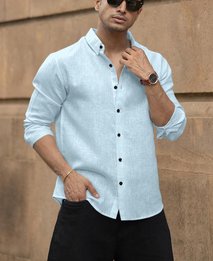 Men's Solid Linen Cotton Shirt | Casual | Plain