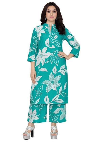 Women's Rayon Viscose Floral Print Kurta Palazzo