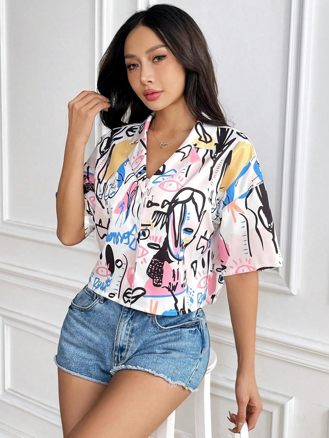 KATECLO Women's Full Sleeve Floral Print Shirt