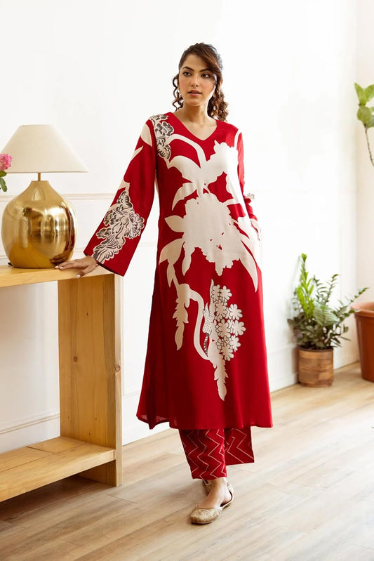Rayon Viscose Straight Printed Kurta with Palazzo