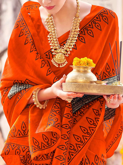 Women's Bhagalpuri Silk Ethnic Motif Printed Saree