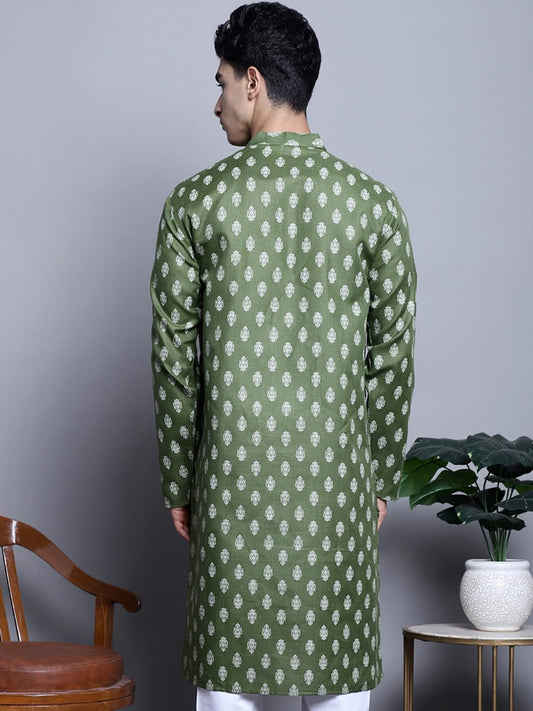 Jompers Men's Cotton Floral Printed Kurta