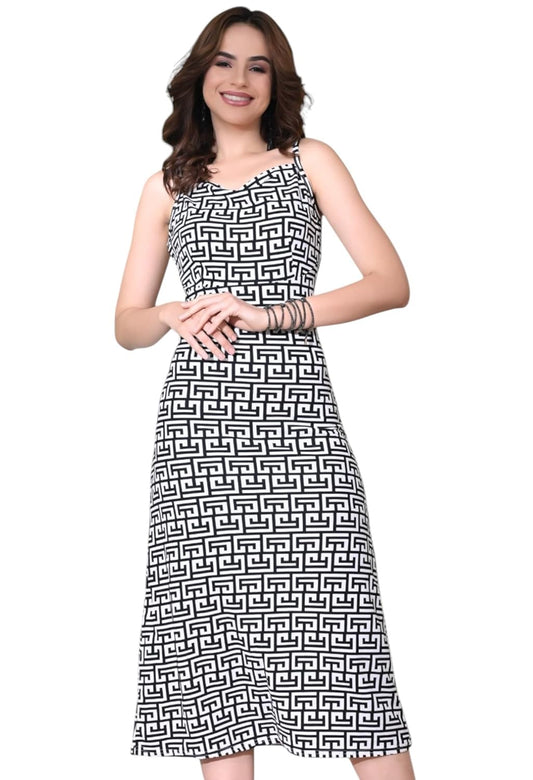 SAKSHI TRADER Women's Elegant Black Bodycon Midi Dress