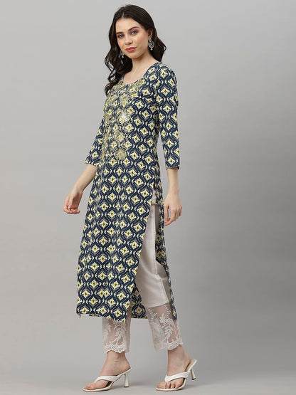 ANNI DESIGNER Women's Cotton Blend Regular Fit Kurta