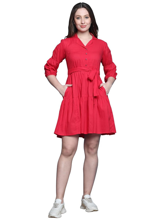 Rajnandini Women's A-Line Above The Knee Cotton Solid