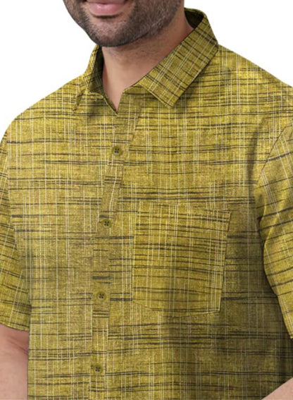 Men's Cotton Khadi Shirt, Half Sleeve, Front Pocket