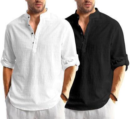 Men Solid Cotton Blend Straight Kurta Shirt Pack of 2
