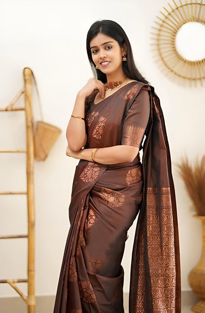 Banarasi SilkSaree With Litchi Silk Unstitched Blouse