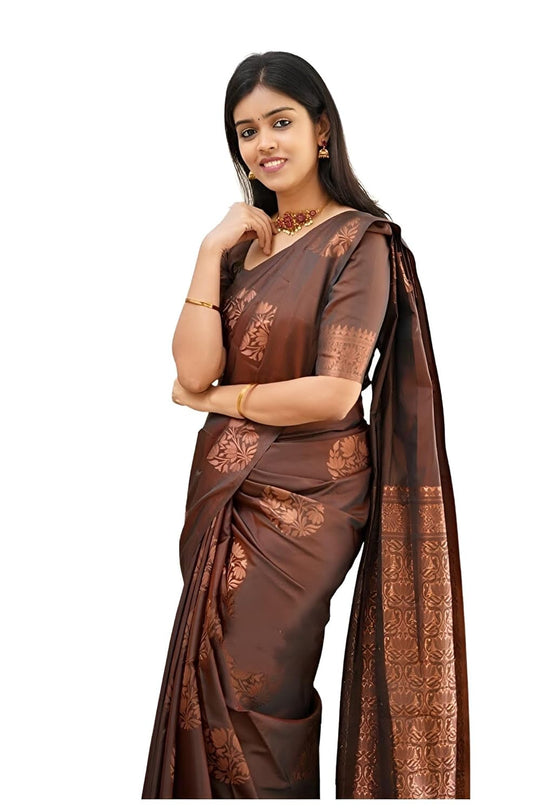 Banarasi SilkSaree With Litchi Silk Unstitched Blouse