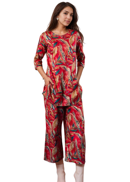 SHIENZY Stylish Printed Cotton Blend Co Ord Set