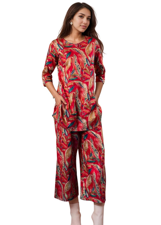 SHIENZY Stylish Printed Cotton Blend Co Ord Set