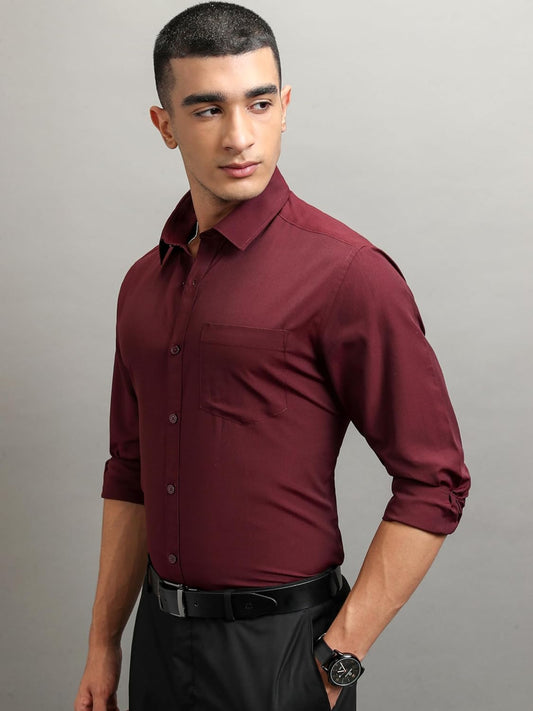 Highlander Men's Solid Slim Fit Shirt