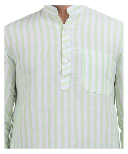 A F COLLECTION STORE Men's Khadi Cotton Striped Casual Long Kurta | Long Sleeves for Men | Regular Fit Cotton Stripedd Long Kurta