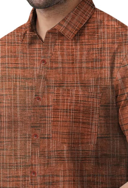 Men's Cotton Khadi Shirt, Half Sleeve, Front Pocket