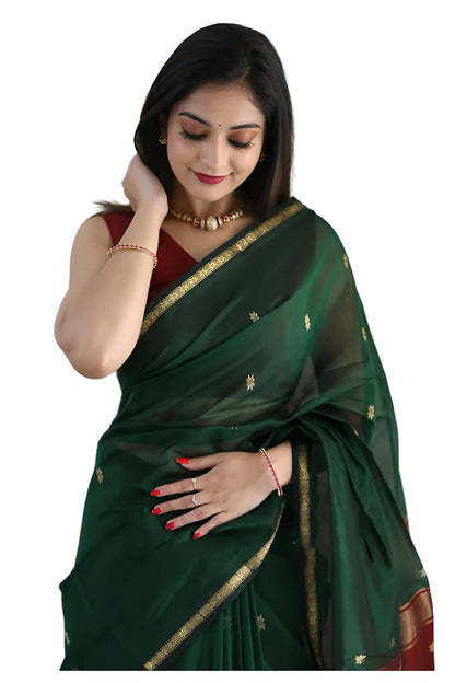 Women’s Printed Banarasi Cotton Silk Saree
