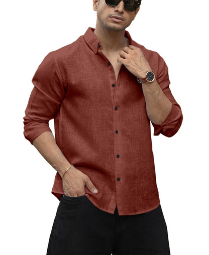 Men's Solid Linen Cotton Shirt | Casual | Plain
