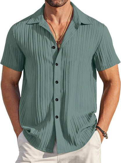 Mehrang Men's Casual Button Down Shirts Short Sleev