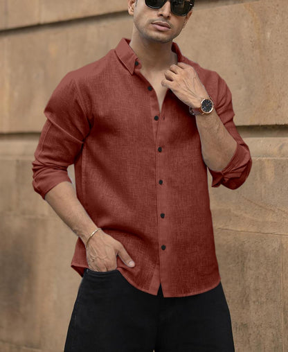 Men's Solid Linen Cotton Shirt | Casual | Plain
