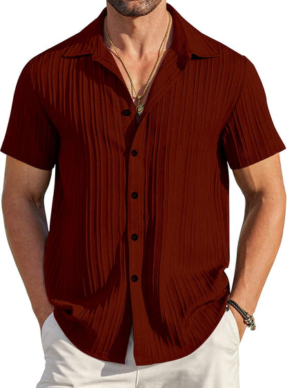 Mehrang Men's Casual Button Down Shirts Short Sleev