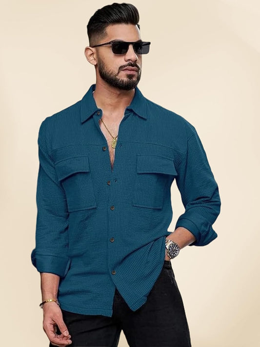 IndoPrimo Men's Regular Fit Fancy Double Pocket
