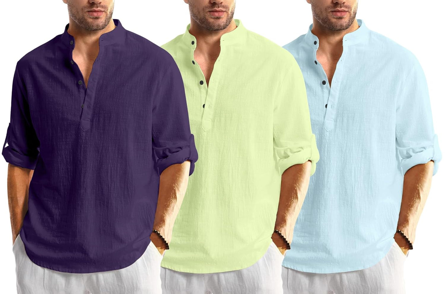 Men Solid Cotton Blend Straight Kurta Shirt Pack of 2