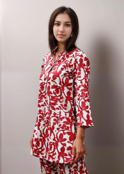 SHIENZY Stylish Printed Cotton Blend Co Ord Set