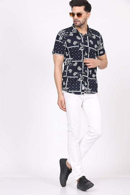 CVC Men's Regular Fit Half Sleeve Printed Shirt