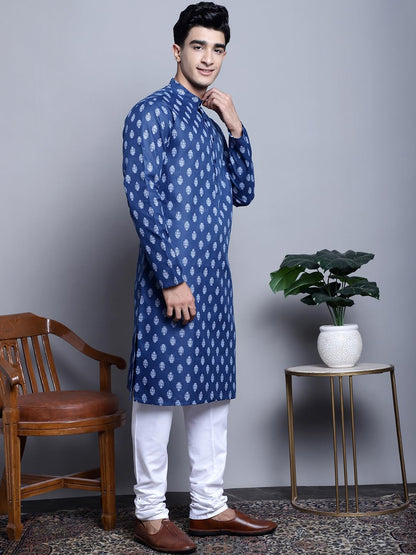 Jompers Men's Cotton Floral Printed Kurta