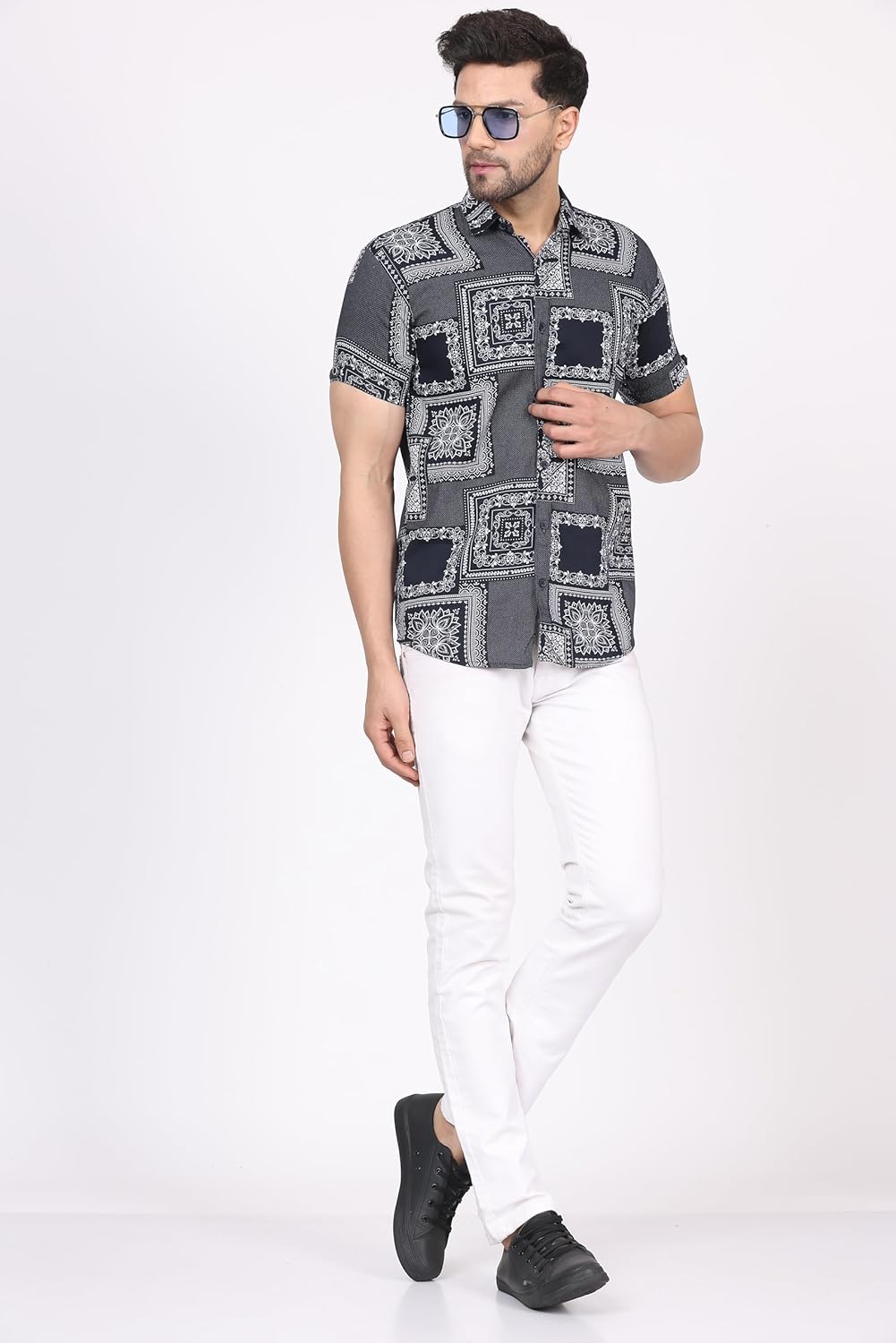 CVC Men's Regular Fit Half Sleeve Printed Shirt