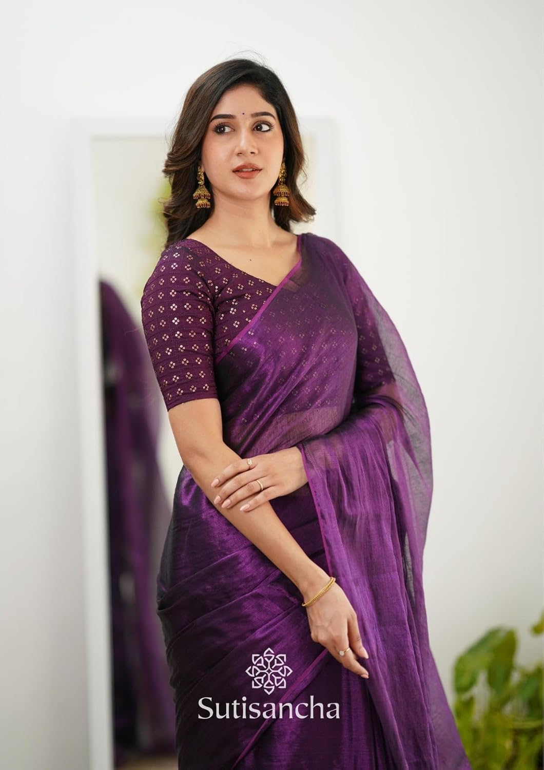 Rainbow Clothing,Womens Soft Tissue Silk Solid Saree