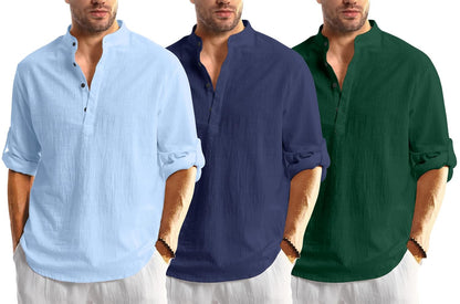 Men Solid Cotton Blend Straight Kurta Shirt Pack of 2
