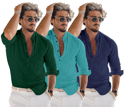 Men Solid Cotton Blend Straight Kurta Shirt Pack of 2