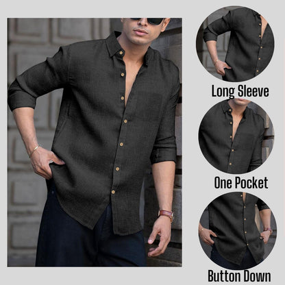 RAIZAX Men Linen Cotton Full Sleeve Shirt for Man