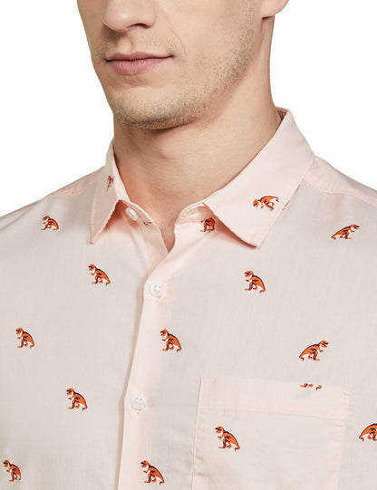 KETCH Men's Cotton Slim Fit Printed Full Sleeve Shirt