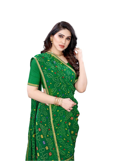 SIRIL Women's Chiffon Printed Saree with Blouse Piece