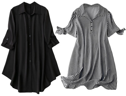 Leriya Fashion Women's Shirt Dress Knee Length Dress | Loose Fit | Button-Down | | 3/4 Sleeve | Summer Wear | Available in (Pack of 2 | Value Pack)