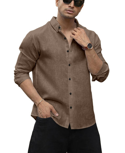 Men's Solid Linen Cotton Shirt | Casual | Plain