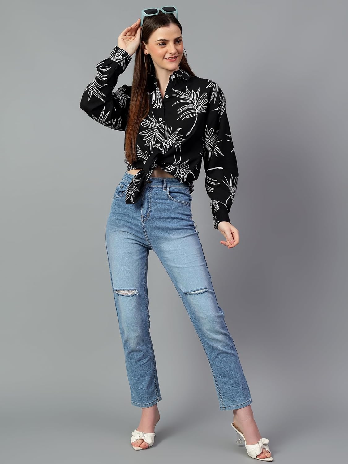 KOTTY Geometric Oversized Fit Womens Shirt