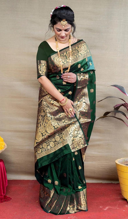 Sugathari Women's Banarasi Saree Pure Kanjivaram Silk Saree