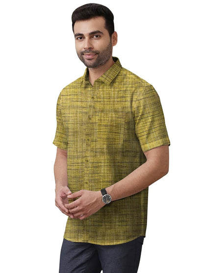 Men's Cotton Khadi Shirt, Half Sleeve, Front Pocket