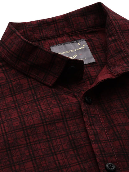 Majestic Man Cotton Checkered Slim Fit Casual Shirt