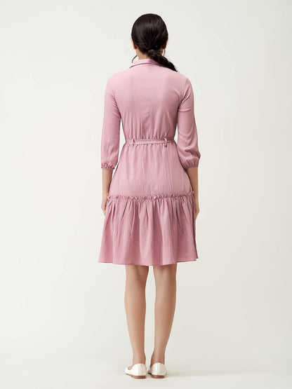 AASK Women Peplum Gathared Stylish Dress with Belt