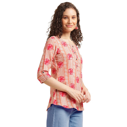NAINVISH Tops for Women Printed Regular Fit Shirt Top for Women|Tops for Women Stylish Latest|Office Wear Tops for Women|Cotton Blend Tops for Women