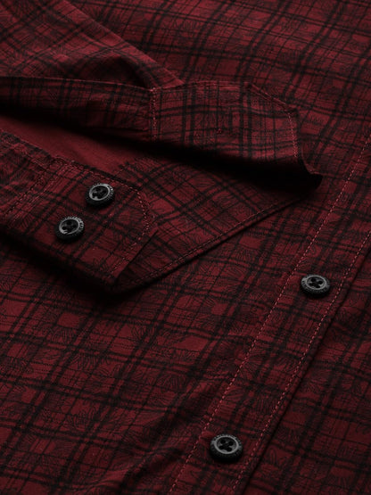 Majestic Man Cotton Checkered Slim Fit Casual Shirt