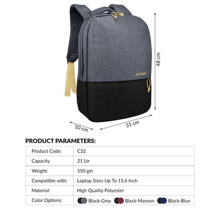 AirCase Casual Water resistant Laptop Backpack - alphahostel.in