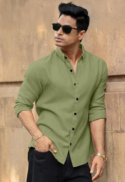 RAIZAX Men Linen Cotton Full Sleeve Shirt for Man