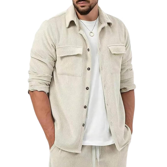 MiraMichi Corduroy Men's Full Sleeve Casual Striped