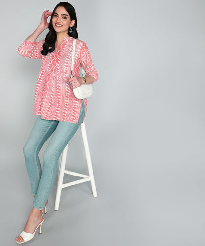 itshe Summer wear Print Cotton Short Kurti for Women