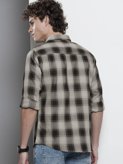 The Indian Garage Co Men's Cotton Slim Fit Checkered
