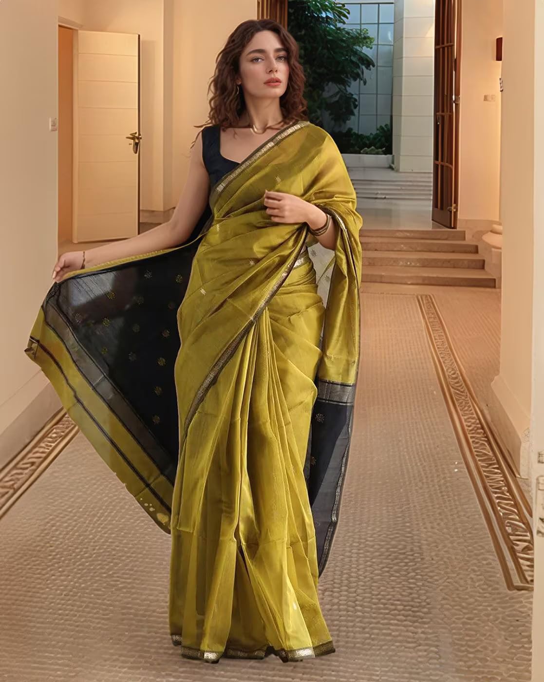 Women’s Printed Banarasi Cotton Silk Saree